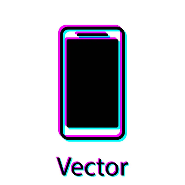 Smartphone negro, icono del teléfono móvil aislado sobre fondo blanco. Ilustración vectorial — Vector de stock