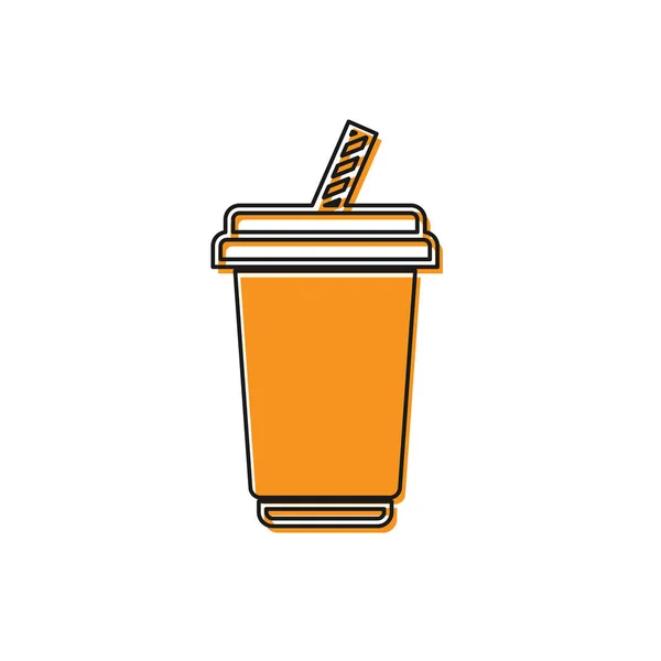 Vetro arancione con icona dell'acqua isolata su sfondo bianco. Bicchiere da bibita con cannuccia. Simbolo della bevanda fresca fredda. Illustrazione vettoriale — Vettoriale Stock