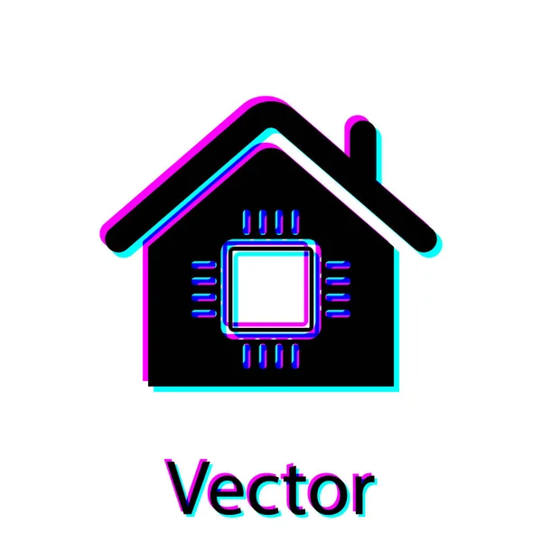 Ícone de casa inteligente preto isolado no fundo branco. Controlo remoto. Ilustração vetorial — Vetor de Stock