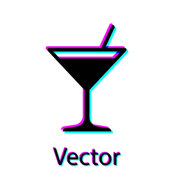 Ícone de vidro Martini preto isolado no fundo branco. Ícone de cocktail. Ícone de vidro de vinho. Ilustração vetorial — Vetor de Stock