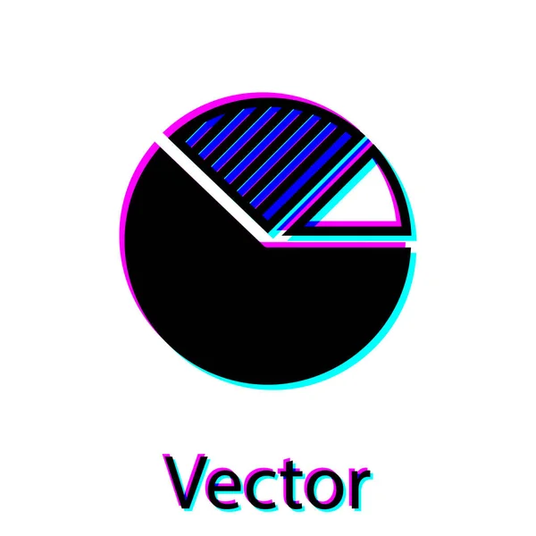 Ícone infográfico do gráfico Black Pie isolado no fundo branco. Diagrama gráfico sinal. Ilustração vetorial — Vetor de Stock