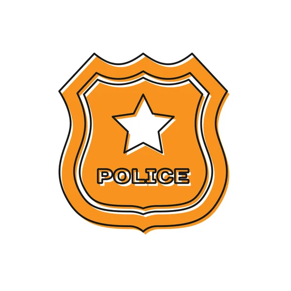オレンジ警察バッジアイコンは、白い背景に隔離されています。保安官のバッジサインベクトルイラストレーション — ストックベクタ