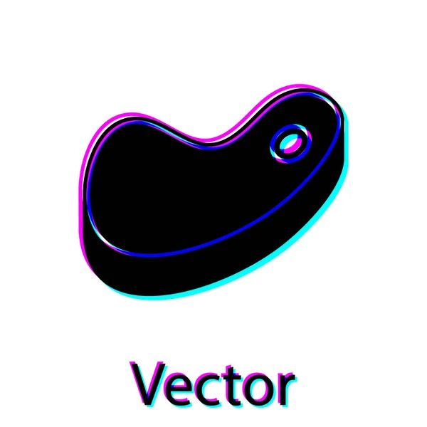 Icono de carne de filete negro aislado sobre fondo blanco. Ilustración vectorial — Vector de stock