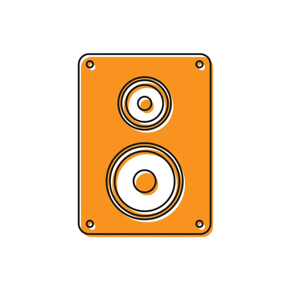 Icône de haut-parleur stéréo orange isolé sur fond blanc. Haut-parleurs audio. Icône musicale. Colonne musicale haut-parleur équipement basse. Design plat. Illustration vectorielle — Image vectorielle