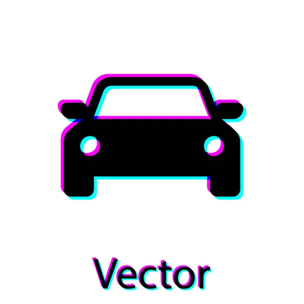 Icono de coche negro aislado sobre fondo blanco. Ilustración vectorial — Vector de stock