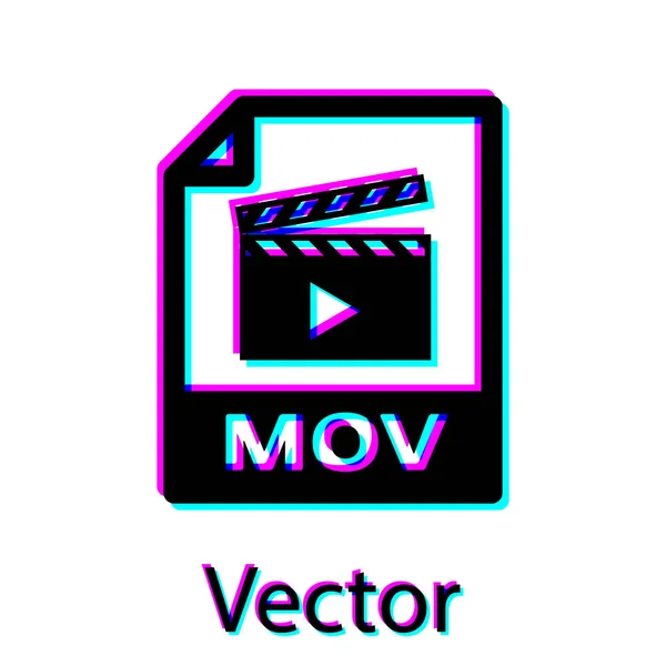 Black MOV εικονίδιο εγγράφου αρχείο. Κατεβάστε το εικονίδιο του κουμπιού MOV απομονώνεται σε λευκό φόντο. MOV σύμβολο αρχείου. Συλλογή ήχου και βίντεο. Απεικόνιση διανυσματικών φορέων — Διανυσματικό Αρχείο