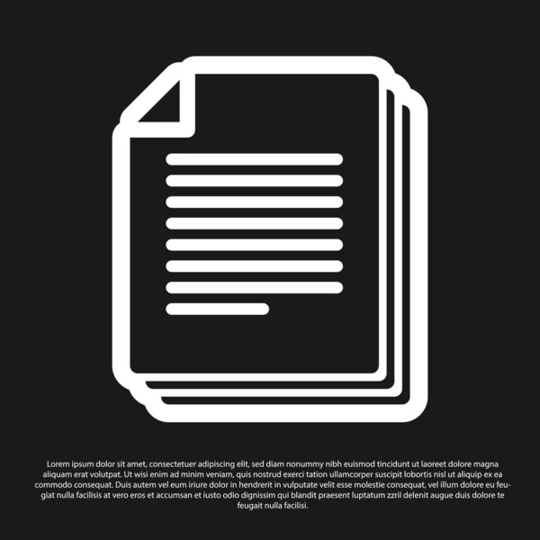 Black Document icon isolated on black background. File icon. Checklist icon. Business concept. Vector Illustration — Stock Vector