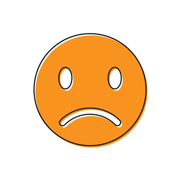 Icono de sonrisa triste naranja aislado sobre fondo blanco. Cara de emoticono. Ilustración vectorial — Vector de stock
