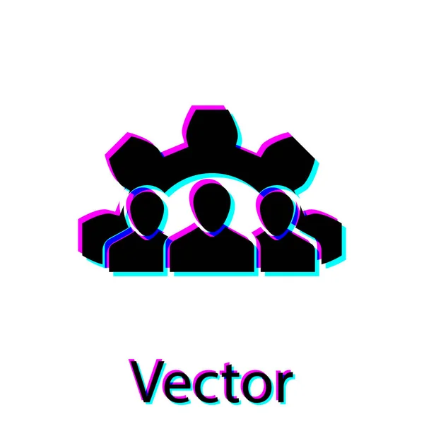 Icono base del equipo de Black Project aislado sobre fondo blanco. Análisis y planificación empresarial, consultoría, trabajo en equipo, gestión de proyectos. Desarrolladores. Ilustración vectorial — Vector de stock