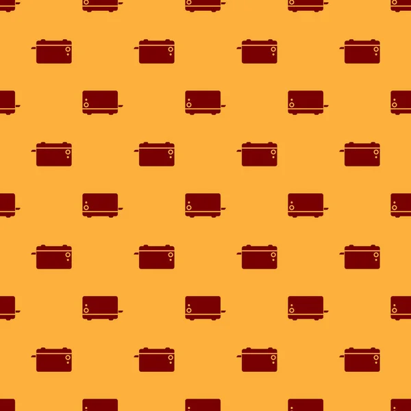 Rotes Toaster-Symbol isoliert nahtloses Muster auf braunem Hintergrund. Vektorillustration — Stockvektor
