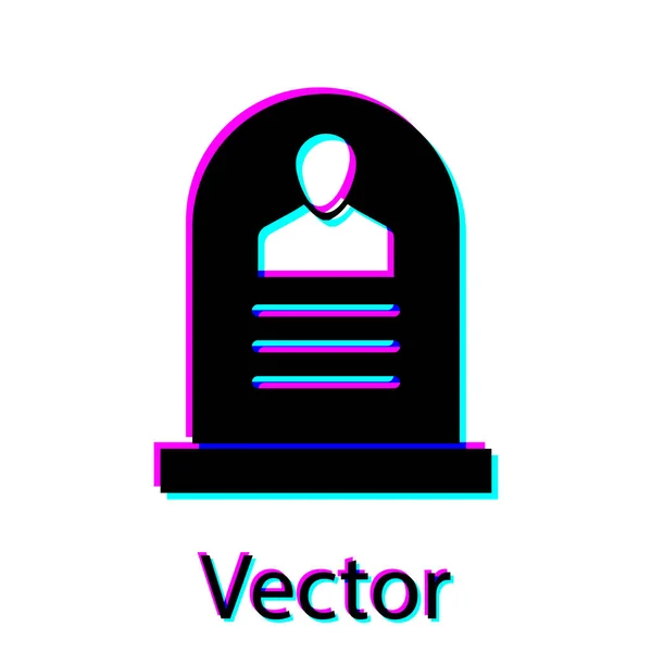 Pedra do túmulo preta com RIP escrito nele ícone isolado no fundo branco. Ícone de túmulo. Ilustração vetorial — Vetor de Stock