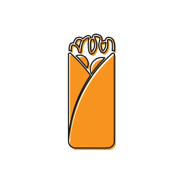 Orange burrito ikonen isolerad på vit bakgrund. Traditionell mexikansk snabbmat. Vektor illustration — Stock vektor