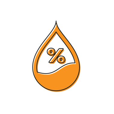 Turuncu Su damla yüzdesi simgesi beyaz arka plan üzerinde izole. Nem analizi. Vektör İllüstrasyonu