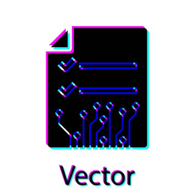 Siyah Smart sözleşme simgesi beyaz arka planda yalıtılmış. Blockchain teknolojisi, kripto para madenciliği, bitcoin, altcoins, dijital para piyasası. Vektör İllüstrasyonu