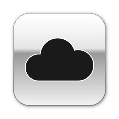 Siyah Müzik akış hizmeti simgesi beyaz arka planda yalıtılmış. Ses bulut bilgi işlem, online medya akışı, online şarkı, ses dalgası. Gümüş kare düğme. Vektör İllüstrasyonu