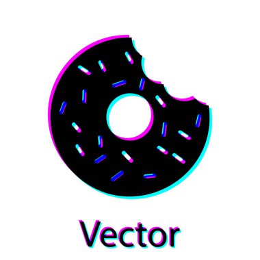 Beyaz arka plan üzerinde izole tatlı sır simgesi ile Siyah Donut. Vektör İllüstrasyonu