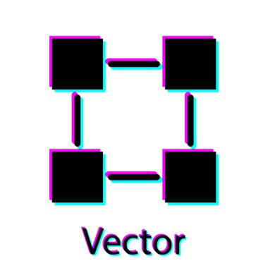 Siyah Blockchain teknoloji simgesi beyaz arka planda yalıtılmış. Cryptocurrency veri işareti. Soyut geometrik blok zincir ağ teknolojisi iş. Vektör İllüstrasyonu