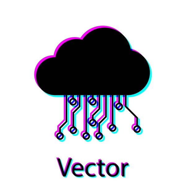 Icono de Internet negro de las cosas aislado sobre fondo blanco. Concepto de diseño de computación en nube. Conexión de red digital. Ilustración vectorial — Vector de stock