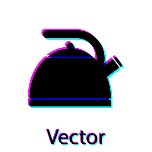 Tetera negra con icono de mango aislado sobre fondo blanco. Icono de tetera. Ilustración vectorial — Vector de stock