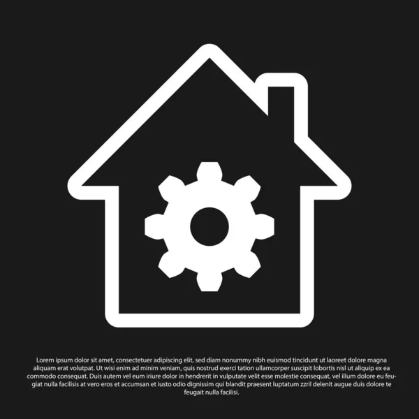Icona impostazioni Smart Home nere isolata su sfondo nero. Telecomando. Illustrazione vettoriale — Vettoriale Stock