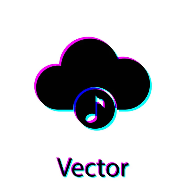 Icono de servicio de streaming de Black Music aislado sobre fondo blanco. Computación en la nube de sonido, transmisión de medios en línea, canción en línea, onda de audio. Ilustración vectorial — Vector de stock