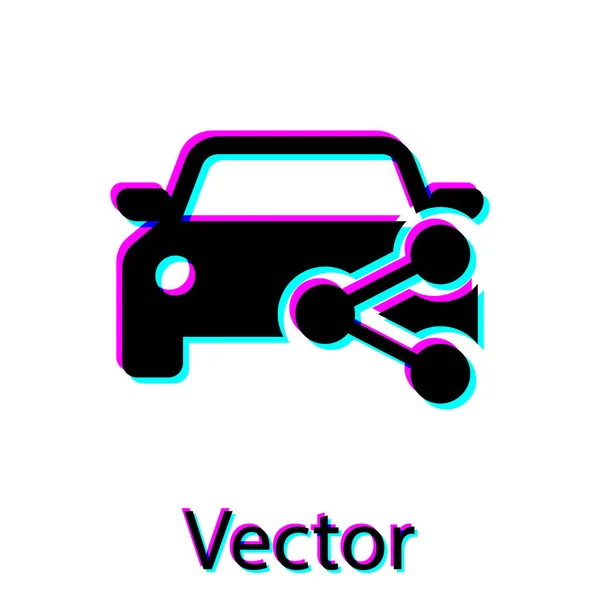 Schwarzes Carsharing-Symbol isoliert auf weißem Hintergrund. Carsharing-Schild. Transportvermietungskonzept. Vektorillustration — Stockvektor
