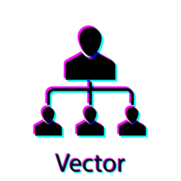 Ikona marketingu Black reference je izolována na bílém pozadí. Síť marketing, obchodní partnerství, strategie odkazovací programu. Vektorová ilustrace — Stockový vektor