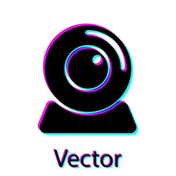 Schwarzes Web-Kamera-Symbol isoliert auf weißem Hintergrund. Chat-Kamera. Webcam-Symbol. Vektorillustration — Stockvektor