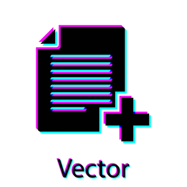 Negro Añadir nuevo icono de archivo aislado sobre fondo blanco. Copia el icono del documento. Ilustración vectorial — Vector de stock