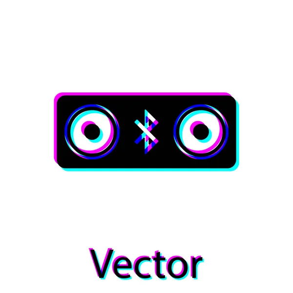 Icono de altavoces Bluetooth negro aislado sobre fondo blanco. Altavoz estéreo Bluetooth. Ilustración vectorial — Vector de stock