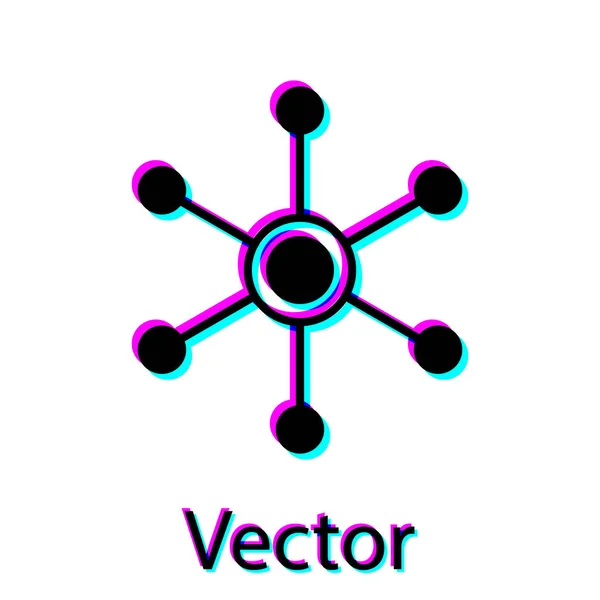 Ikona černá síť je izolovaná na bílém pozadí. Globální síťové připojení. Globální technologie nebo sociální síť. Spojovací body a čáry. Vektorová ilustrace — Stockový vektor