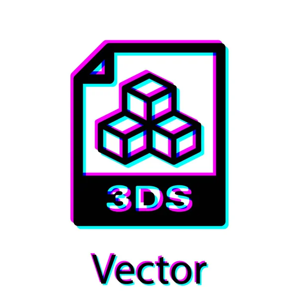 Schwarzes 3D-Dokument-Symbol. herunterladen 3ds Taste Symbol isoliert auf weißem Hintergrund. 3D-Dateisymbol. Vektorillustration — Stockvektor