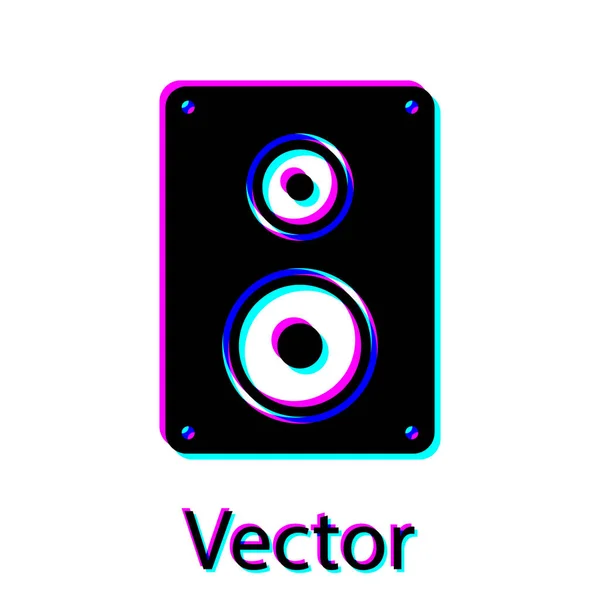 Icono de altavoz estéreo negro aislado sobre fondo blanco. Altavoces del sistema de sonido. Icono musical. Equipo de altavoz de columna musical bajo. Ilustración vectorial — Vector de stock