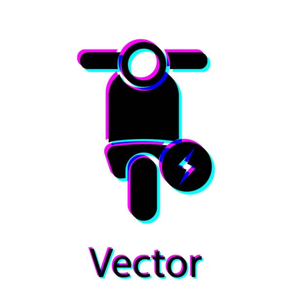 Icono de scooter eléctrico negro aislado sobre fondo blanco. Ilustración vectorial — Vector de stock