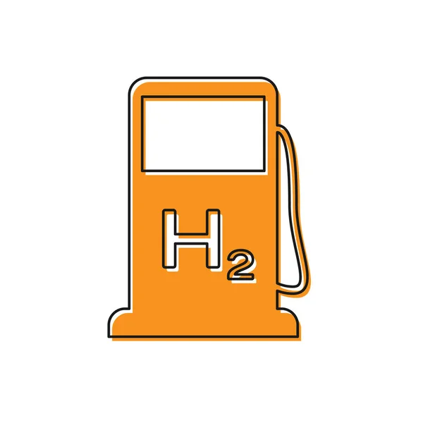 Oranje waterstoftank station pictogram geïsoleerd op witte achtergrond. H2 station ondertekenen. Vector illustratie — Stockvector