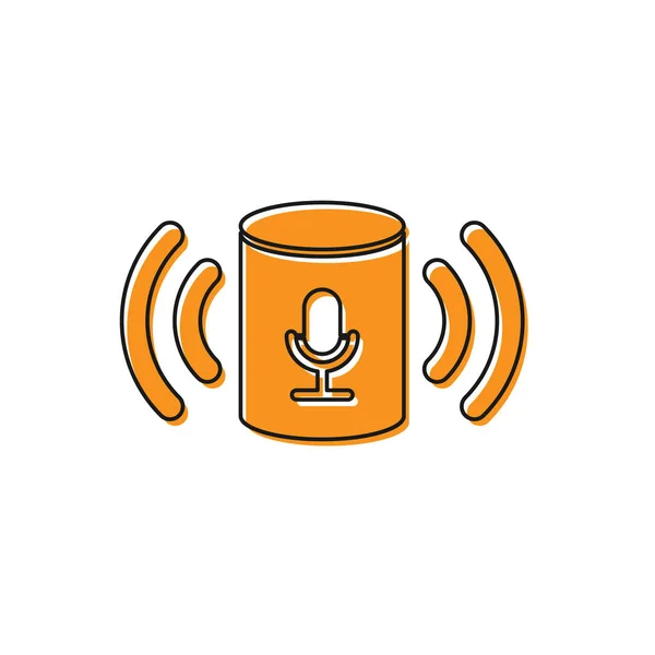 Icône d'assistant vocal orange isolée sur fond blanc. Interface utilisateur de commande vocale haut-parleur intelligent. Illustration vectorielle — Image vectorielle