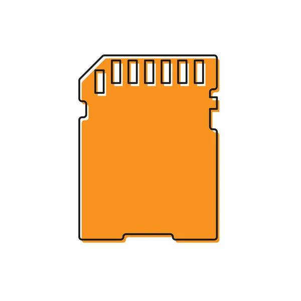 Oranžová ikona SD karty je izolovaná na bílém pozadí. Paměťová karta. Ikona adaptéru. Vektorová ilustrace — Stockový vektor