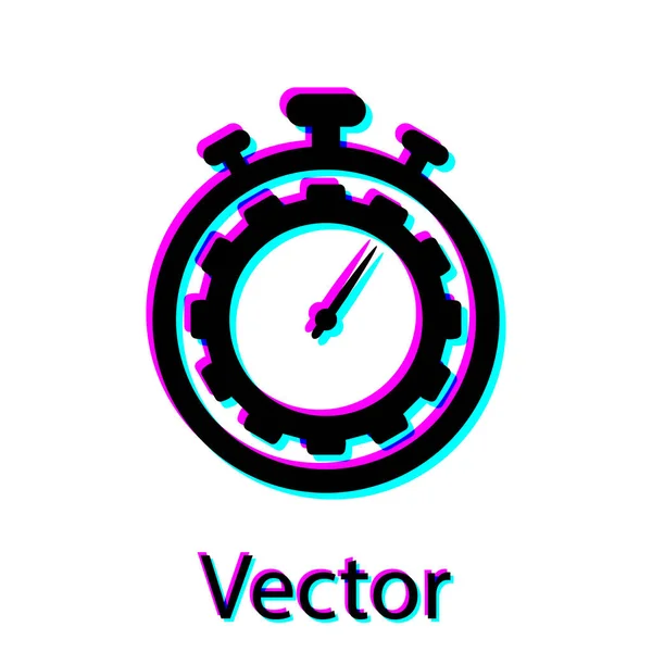 Schwarzes Zeitmanagement-Symbol isoliert auf weißem Hintergrund. Uhr und Schaltzeichen. Produktivitätssymbol. Vektorillustration — Stockvektor