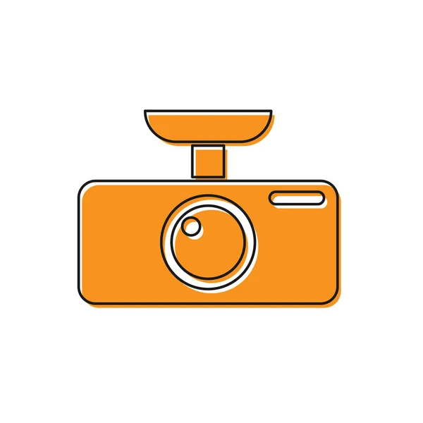 Иконка видеорегистратора оранжевого цвета на белом фоне. Цифровой автомагнитофон. Векторная миграция — стоковый вектор
