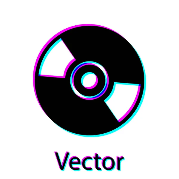 Icono de CD o DVD negro aislado sobre fondo blanco. Signo de disco compacto. Ilustración vectorial — Vector de stock
