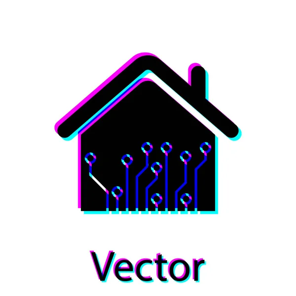 Ícone de casa inteligente preto isolado no fundo branco. Controlo remoto. Ilustração vetorial — Vetor de Stock