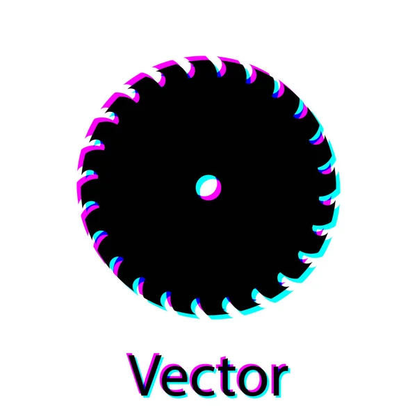 Ícone de lâmina de serra circular preto isolado no fundo branco. Roda de serra. Ilustração vetorial — Vetor de Stock