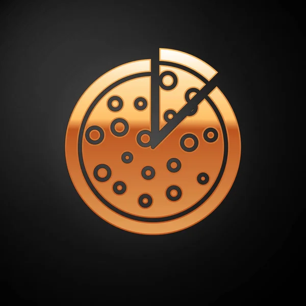 Icono de Gold Pizza aislado sobre fondo negro. Ilustración vectorial — Vector de stock