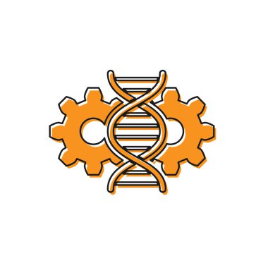 Turuncu Gen düzenleme simgesi beyaz arka planda yalıtılmış. Genetik mühendisliği. DNA araştırması, araştırma. Vektör İllüstrasyonu