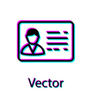 Beyaz arka planda yalıtılmış siyah kimlik rozeti çizgi simgesi. Bu sunum için kullanılabilir, şirketin kimliği, reklam. Vektör İllüstrasyonu