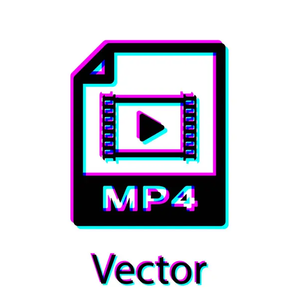 Icono de documento de archivo MP4 negro. Descargar icono del botón mp4 aislado sobre fondo blanco. Símbolo de archivo MP4. Ilustración vectorial — Vector de stock