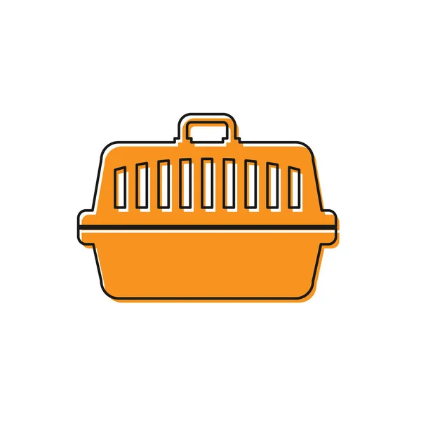 Oranje Pet draagtas pictogram geïsoleerd op witte achtergrond. Drager voor dieren, hond en kat. Container voor dieren. Dierlijke transport box. Vector illustratie — Stockvector