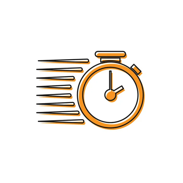 Orange stoppur ikon isolerad på vit bakgrund. Tidstimer-tecken. Vektor illustration — Stock vektor