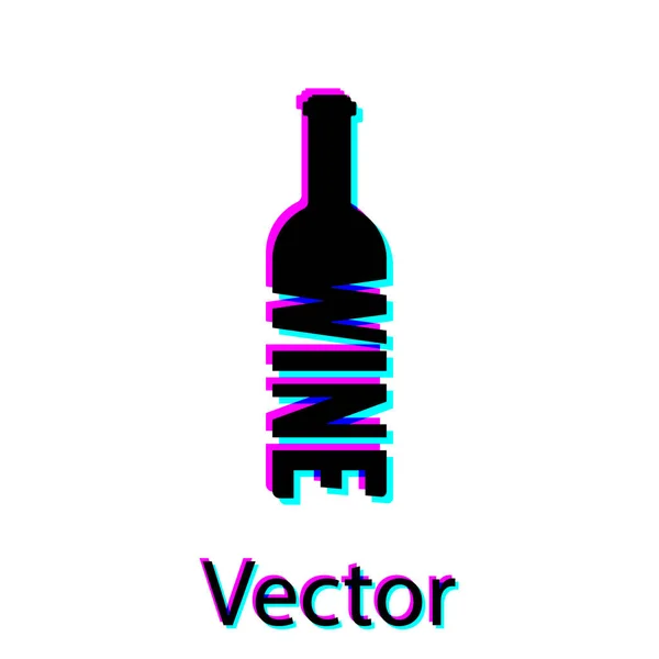 Garrafa preta de ícone de vinho isolado no fundo branco. Letras de vinho. Ilustração vetorial — Vetor de Stock