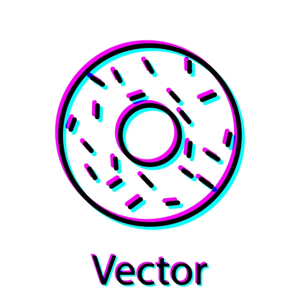 Donut Negro con icono de esmalte dulce aislado sobre fondo blanco. Ilustración vectorial — Vector de stock